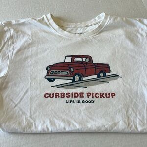 Life is Good Red Truck Curbside Pickup White Shirt